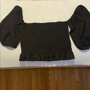Black crop top w/ sleeves attached